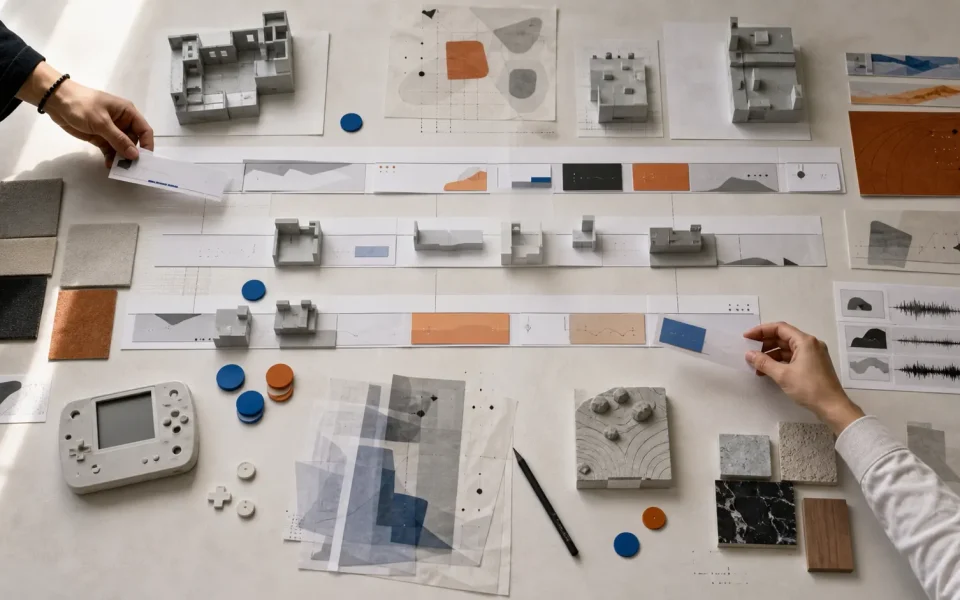 Top-down physical production roadmap illustrating game development trends 2026