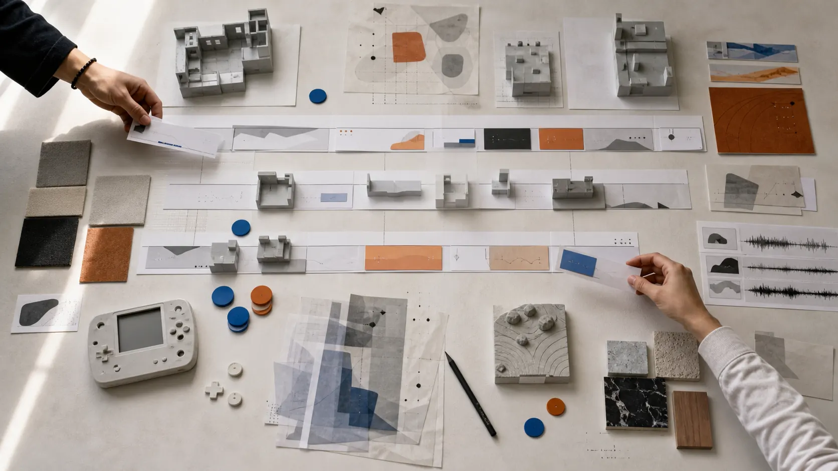 Top-down physical production roadmap illustrating game development trends 2026
