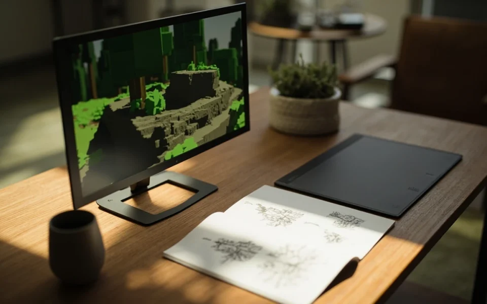 Woody plants in Grow a Garden rendered as in-game 3D trees and shrubs