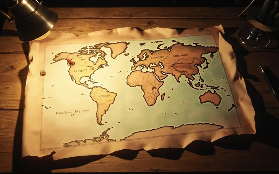 Concept-style rendering of the Elden Ring map landscape used to explain open-world design