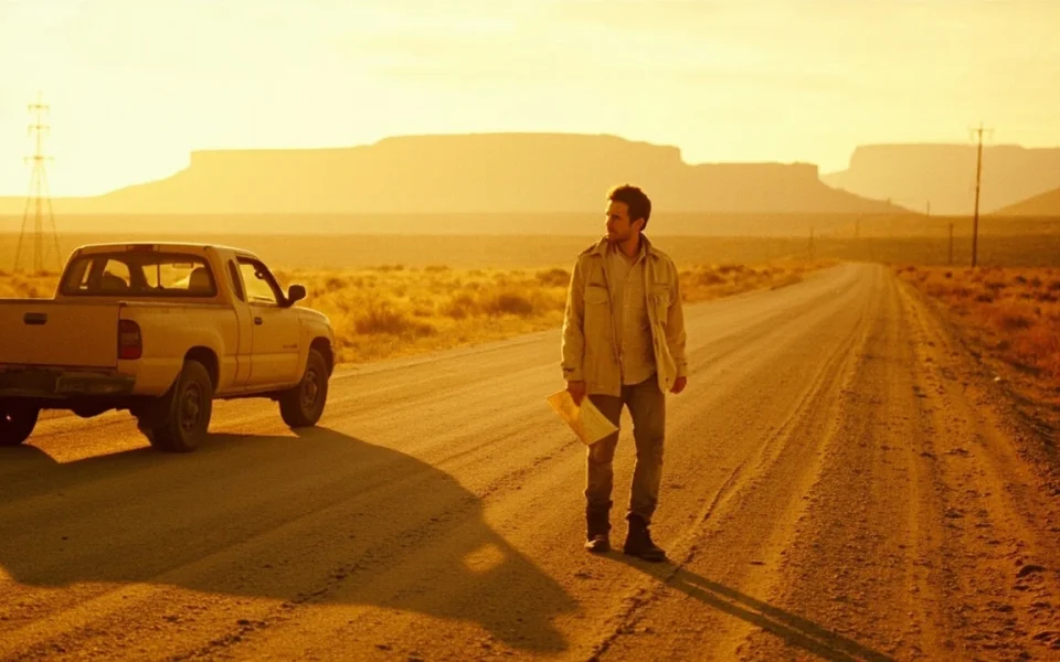 How to romance Panam guide showing a desert road scene in Cyberpunk 2077