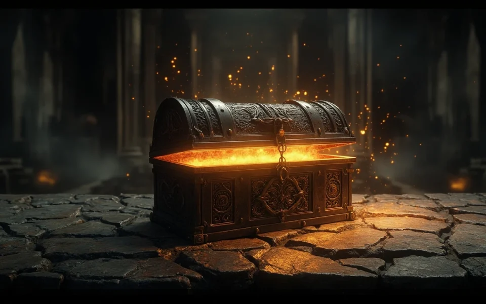 Reliquary of strength artifact resting on a weathered stone altar in Nightreign