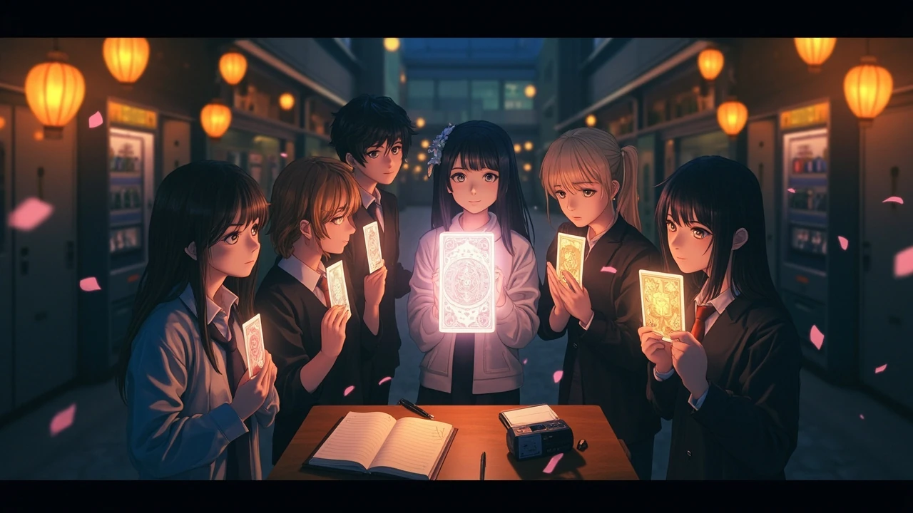 Concept art of characters gathered around a school desk, illustrating Persona 3 Reload social links.
